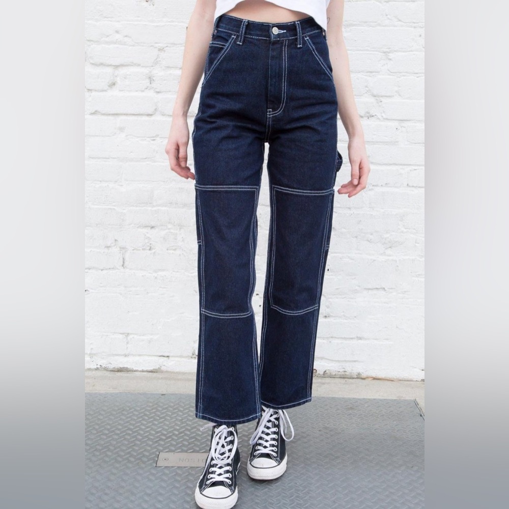 NWT brandy melville ariana dark wash painter pants size small